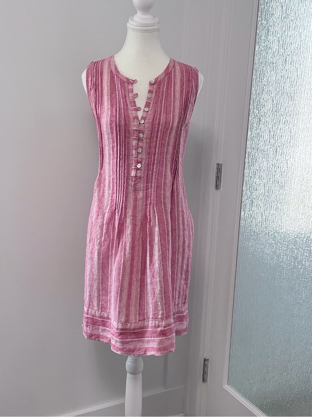 Faherty Granita Striped Sleeveless Button-Front Mini Dress